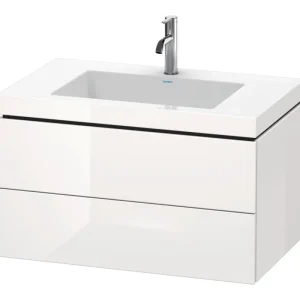 Abverkauf Duravit L-Cube c-bonded Komplett-Set mit 2 Auszügen ohne Hahnloch ohne Überlauf 800 x 500 x 480 mm - Betongrau Matt