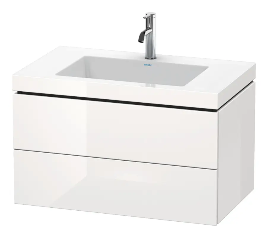 Abverkauf Duravit L-Cube c-bonded Komplett-Set mit 2 Auszügen ohne Hahnloch ohne Überlauf 800 x 500 x 480 mm - Betongrau Matt