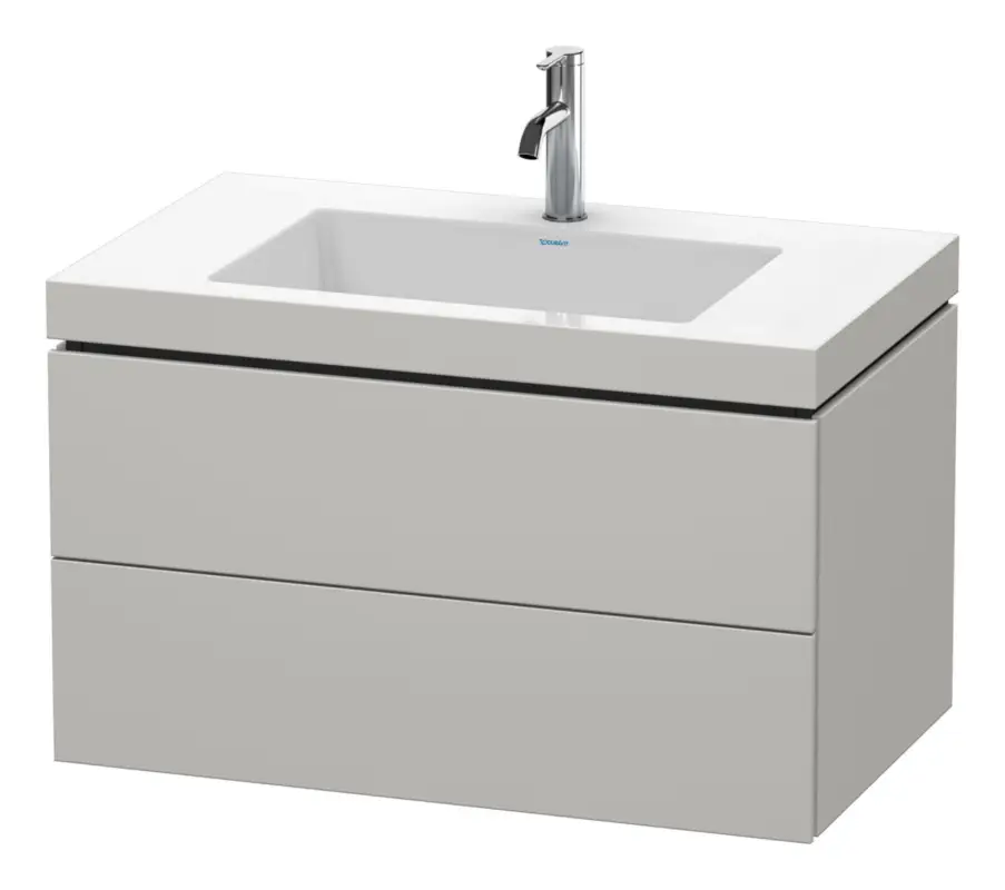 Knallerangebot Duravit L-Cube c-bonded Komplett-Set mit 2 Auszügen mit Hahnloch ohne Überlauf 800 x 500 x 480 mm - Betongrau Matt