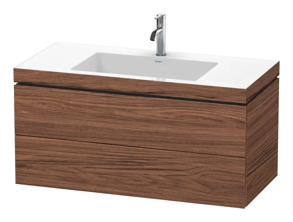 Duravit L-Cube c-bonded Komplett-Set mit 2 Auszügen mit Hahnloch ohne Überlauf 1000 x 500 x 480 mm - Nussbaum dunkel Matt Bestpreis