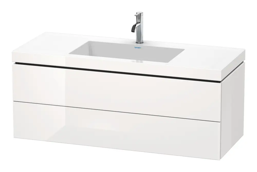 Duravit L-Cube c-bonded Komplett-Set mit 2 Auszügen ohne Hahnloch ohne Überlauf 1200 x 500 x 480 mm - Weiß Matt Geprüft