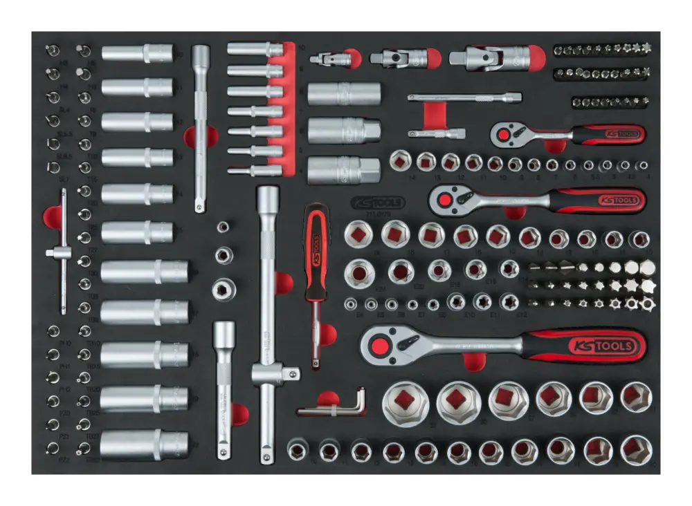 Schneller Versand KS Tools 1/4"+3/8"+1/2" Steckschlüssel-Satz, 179-teilig in 1/1 Systemeinlage