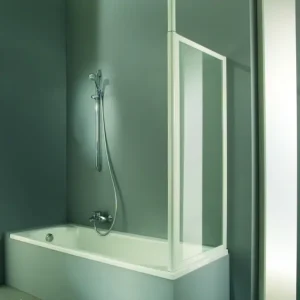 Sofort Bestellen Hüppe Combinett 2 Badewannenabtrennung Seitenwand Weiß Klarglas mit Anti-Plaque - 700mm / 1400mm