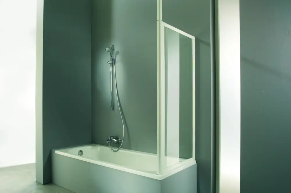 Hüppe Combinett 2 Badewannenabtrennung Seitenwand Silber matt Klarglas mit Anti-Plaque - 700mm / 1400mm Neu Im Sortiment