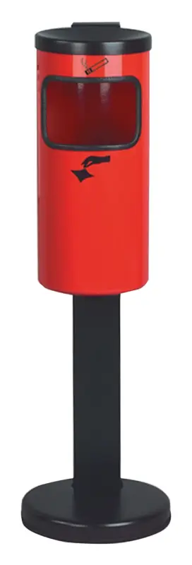 Abfall-Ascher Rondo rot mit Standfuß Neu