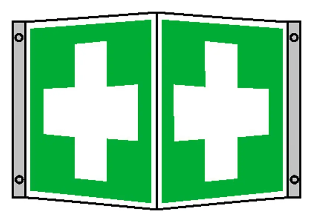 Super-Preis SafetyMarking Rettungsschild Alu Erste Hilfe Fahne 200 x 200 mm