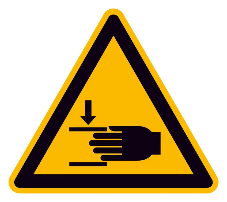Solange Der Vorrat Reicht SafetyMarking Warnschild Alu geprägt Handverletzung SL200mm