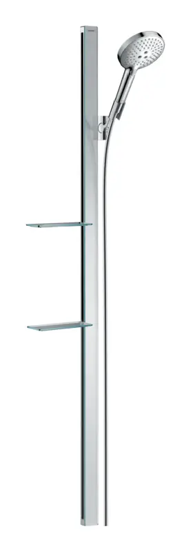 Markenprodukt Hansgrohe Raindance Select S Brauseset 120 3jet mit Brausestange 1500 mm und Seifenschale - Chrom