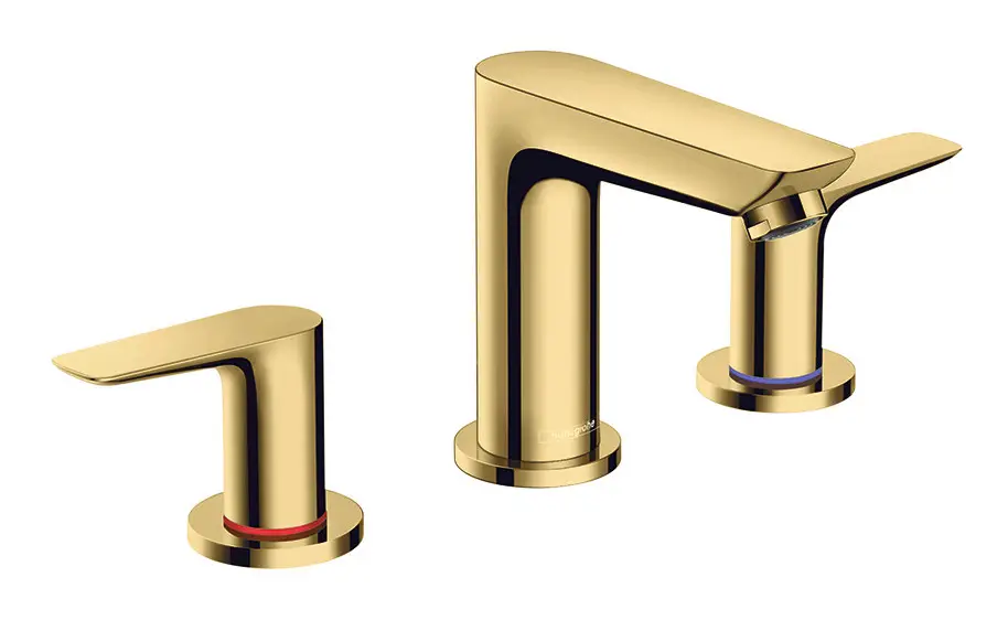 Aktuell Hansgrohe Talis E 3-Loch Waschtischarmatur 150 mit Zugstangen-Ablaufgarnitur - Polished Gold Optic