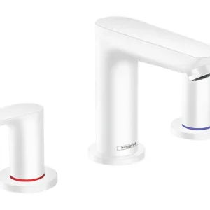 Begrenztes Angebot Hansgrohe Talis E 3-Loch Waschtischarmatur 150 mit Zugstangen-Ablaufgarnitur - Mattweiß