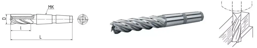 HSS Co5-Schaftfräser mit Morsekegel DIN 845 Ø 36,0 mm, MK 4 (lang) Letzte Chance