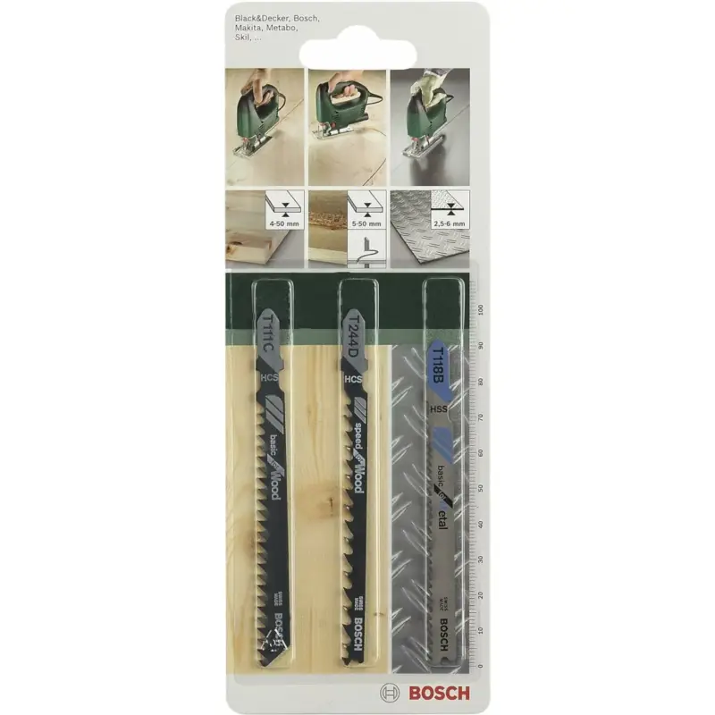 Nur Heute Bosch Stichsägeblattset 3-teilig 1xT111C 1xT244D 1xT118B - 2609256741