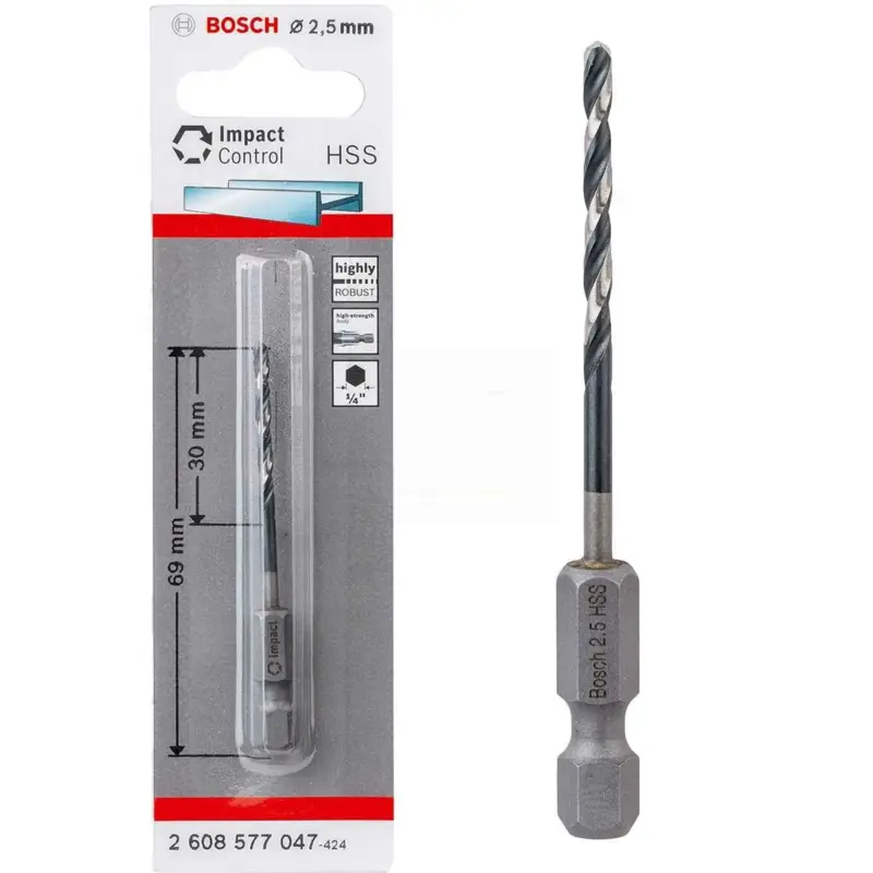 Sonderaktion Bosch Professionel HSS Metall Bohrer 2,5 mm 1/4 Hex IMACT CONTROL Sechskant Schaft