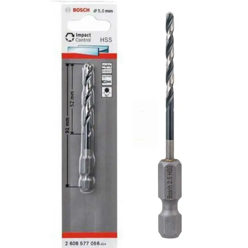 Neue Kollektion Bosch Professionel HSS Metall Bohrer 5 mm 1/4 Hex IMACT CONTROL Sechskant Schaft