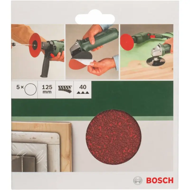 Zertifiziert Bosch Schleifblätter5 Stück, Ø 125 mm, Körnung 40 Winkelschleifer Bohrmaschine