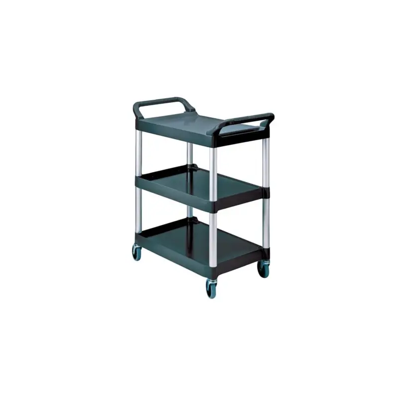 Schnäppchen Rubbermaid Tischwagen 3 Ladeflächen L560xB450mm schwarz/alusilber Trgf.90 kg Holme Alu/Ladeflächen PP