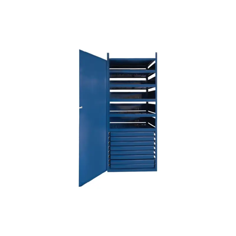 Schrank m.Tür LOGS 145 H1550xB540xT390mm 8 Schubl.5 Fbd.blau RAL LOGS Preisreduziert