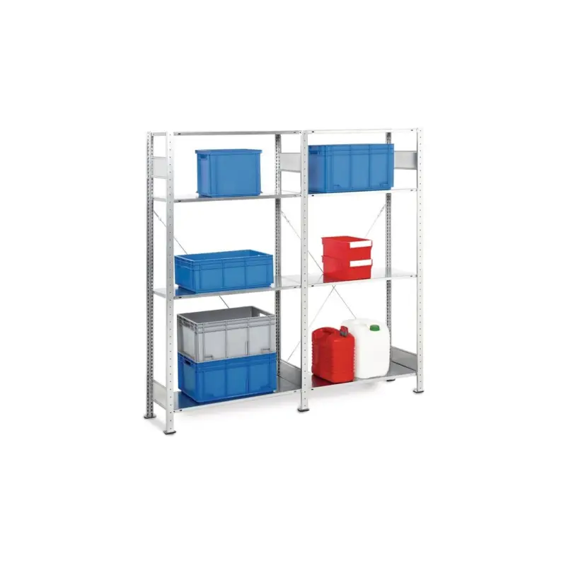 Angebot Schulte Steckregal H2000xB2000xT400mm Grund-/Anbauregal verzinkt 8 Stahlböden Tragfähigkeit 150 kg Feldlast 1300 kg