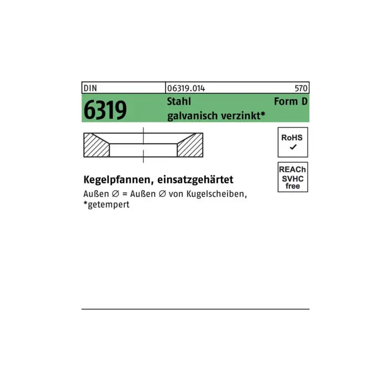 Angebot Kegelpfanne DIN 6319 FormD D 23,2x36x 7,5 Stahl galv.verz. 10 Stück