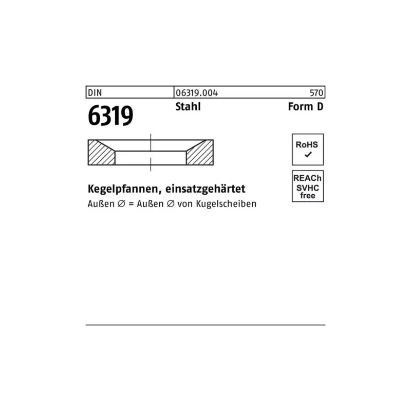Kegelpfanne DIN 6319 FormD D 23,2x36x7,5 Stahl einsatzgehärtet 10 Stück Heißes Angebot