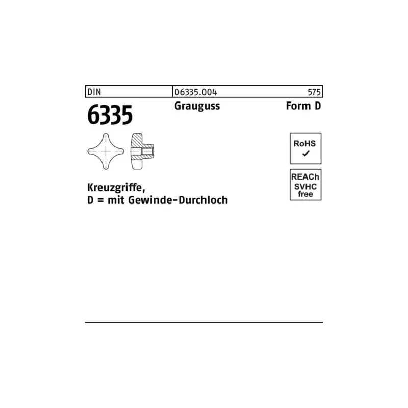 Highlight Kreuzgriff DIN 6335 Gewindedurchloch D 40 M8 Grauguss 10 Stück