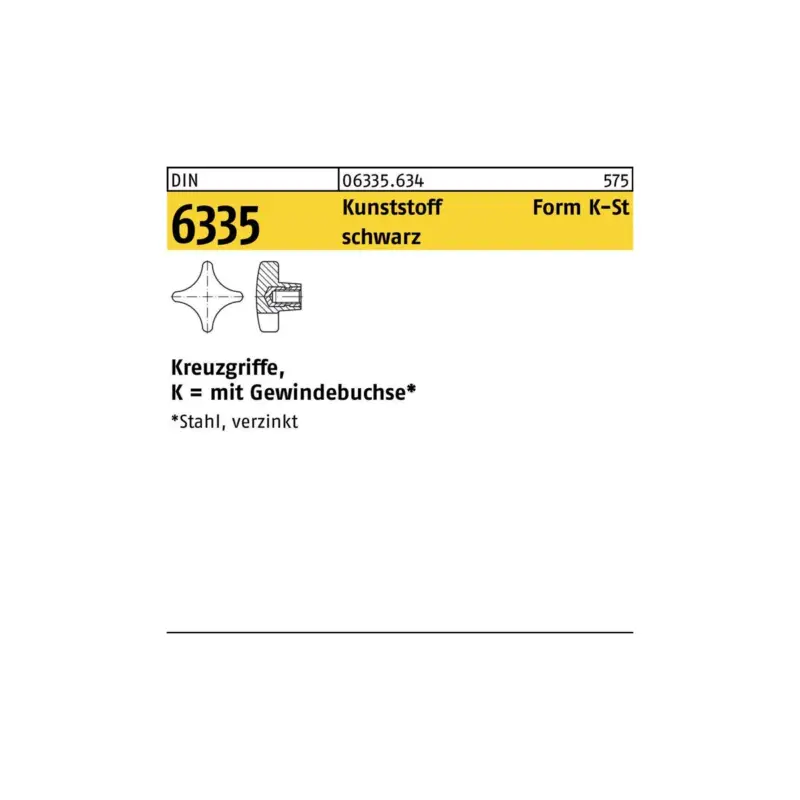 Kreuzgriff DIN 6335 Gewindedurchloch K 63 M12 Ku. sw 10 Stück Solange Der Vorrat Reicht